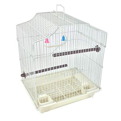 White 14-inch Extra Small Birds Parakeet Wire Bird Cage for Finches Canaries Lovebirds Green Cheek Conure Perfect Bird Travel Cage and Hanging Bird House