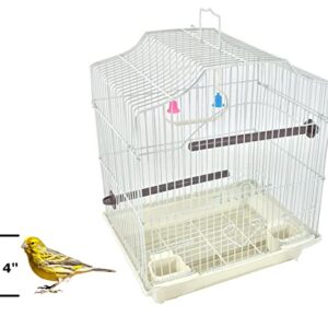 White 14-inch Extra Small Birds Parakeet Wire Bird Cage for Finches Canaries Lovebirds Green Cheek Conure Perfect Bird Travel Cage and Hanging Bird House