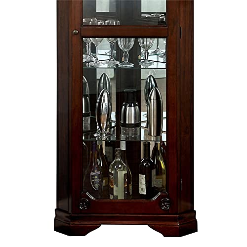 Furniture of America Lennie Glass Door Corner Curio Cabinet in Walnut