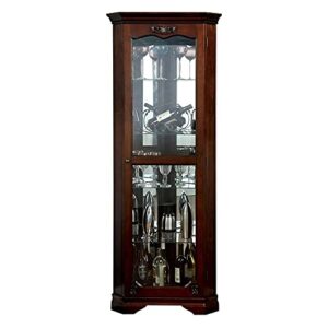 Furniture of America Lennie Glass Door Corner Curio Cabinet in Walnut