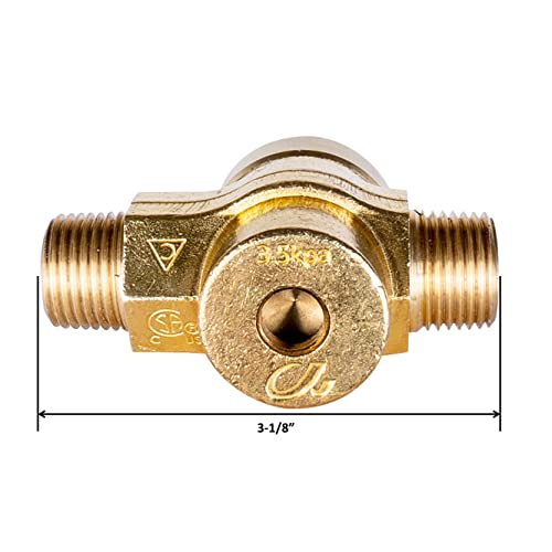 GSW WR-GV Copper Gas Valve with Handle for Commercial Wok Range, CSA Approved, 1/2" NPT X 1/2" NPT 1/2 PSI