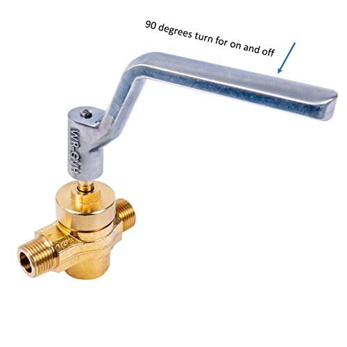 GSW WR-GV Copper Gas Valve with Handle for Commercial Wok Range, CSA Approved, 1/2" NPT X 1/2" NPT 1/2 PSI