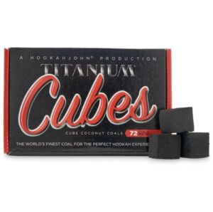 hookahjohn titanium coconut hookah coals - 72 count cubes