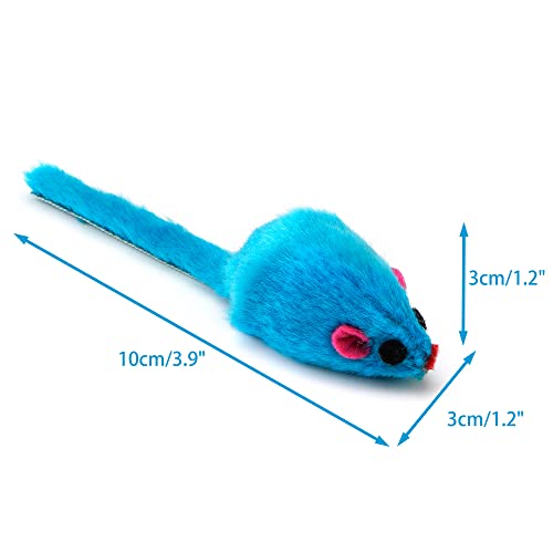 CHIWAVA 36PCS 4.1'' Furry Cat Toy Mice Rattle Small Mouse Kitten Interactive Play Assorted Color