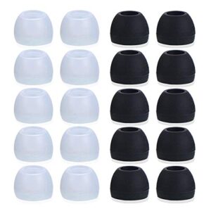 blacell 20 pcs medium silicone earbud cap tip cover replacement - 10 black, 10 clear title
