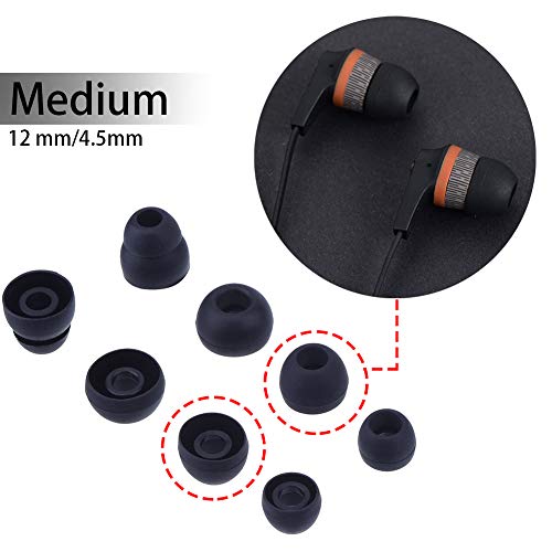 Blacell 20 Pcs Medium Silicone Earbud Cap Tip Cover Replacement - 10 Black, 10 Clear Title