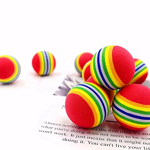 PET SHOW 10pcs 1.38" Red Rainbow Cat Toy Balls Soft EVA Foam Interactive Indoor Kittens Favorite Toys 35mm Dia. Small Dogs Puppies Toy Balls Bulk Activity Chase Quiet Play Sponge Ball