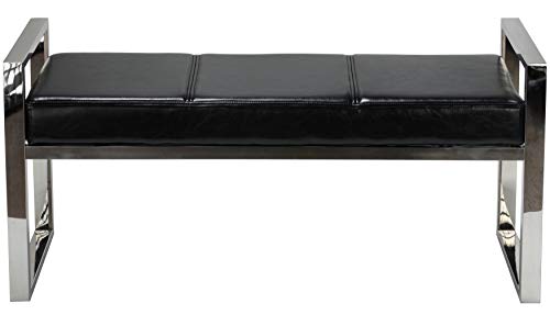 Cortesi Home Holden Contemporary Metal Entryway Bench, 40", Black