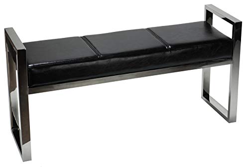 Cortesi Home Holden Contemporary Metal Entryway Bench, 40", Black