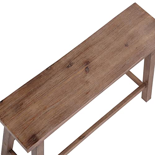 Boraam Sonoma Saddle Bench, 24-Inch, Barnwood Wire-Brush, Model:75025