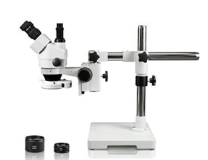 vision scientific vs-3fz-ifr07 simul-focal trinocular zoom stereo microscope | 10x wf eyepiece, 0.7x—4.5x zoom, 3.5x—90x magnification, 0.5x & 2x aux lens