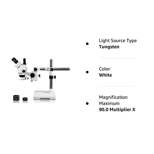 Vision Scientific VS-3FZ-IFR07 Simul-Focal Trinocular Zoom Stereo Microscope | 10x WF Eyepiece, 0.7X—4.5X Zoom, 3.5X—90x Magnification, 0.5X & 2X Aux Lens