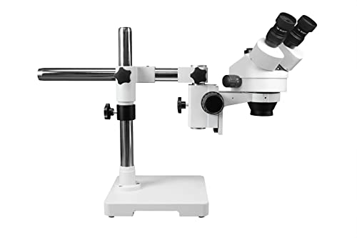 Vision Scientific VS-3FZ-IFR07 Simul-Focal Trinocular Zoom Stereo Microscope | 10x WF Eyepiece, 0.7X—4.5X Zoom, 3.5X—90x Magnification, 0.5X & 2X Aux Lens