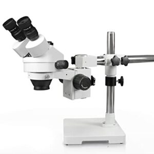 Vision Scientific VS-3FZ-IFR07 Simul-Focal Trinocular Zoom Stereo Microscope | 10x WF Eyepiece, 0.7X—4.5X Zoom, 3.5X—90x Magnification, 0.5X & 2X Aux Lens