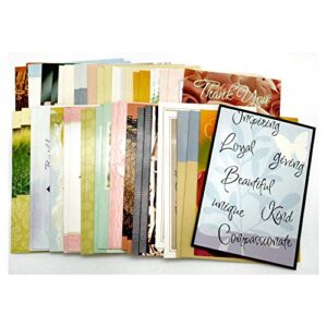 50 assorted everyday all occasion 5 by 7 greeting cards with envelopes, 34 birthday, 4 sympathy, 4 blank, 2 thank you, 2 get well, 2 thinking of you, and 2 anniversary congratulations