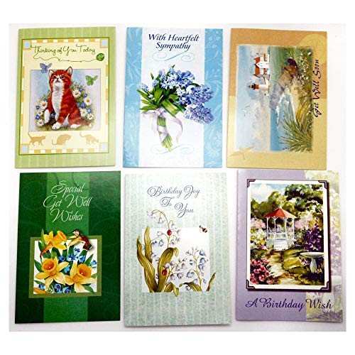 50 Assorted Everyday All Occasion 5 by 7 Greeting Cards with Envelopes, 34 Birthday, 4 Sympathy, 4 Blank, 2 Thank You, 2 Get Well, 2 Thinking of You, and 2 Anniversary Congratulations