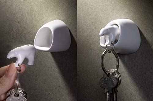 Polar Bear Wall Key Holder by Qualy Design Studio. White Color. Cool Home Design Item. Unusual Gift.