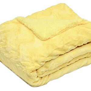 Chanasya Soft Wave Faux Fur Throw Blanket - Soft, Lightweight Reversible Sherpa & Minky Blanket - 50" x 65” - Yellow