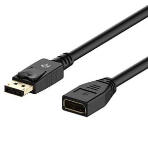 rankie dp extension cable, displayport male to female extension cable, 6 feet, black
