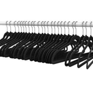 TECHZOO 50 Pack Velvet Hangers Heavy Duty Hangers for Coats, Dress, Jacket, Pants - Ultra Thin Non Slip Adult Felt Space Saving Clothes Hangers for Closet 360° Swivel Hook Hold Upto 10 lbs Black