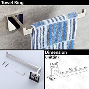 TURS Bathroom Accessories 4-Pieces Bathroom Hardware Set Polished Chrome Towel Bar Set Stainless Steel Towel Holder Set