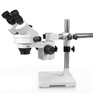 Vision VS-3FZ-IFR07-5N Trinocular Zoom Stereo Microscope | 10x WF Eyepiece |0.7X—4.5X Zoom Range, 3.5X—90x Magnification, 0.5X & 2X Barlow Lens |144-LED Ring Light W Control, 5.0MP Digital Camera