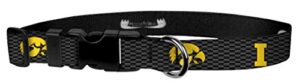 university of iowa adjustable dog collar, pet wear, made in the usa – 1 inch wide, extra large, hawk on carbon fiber print