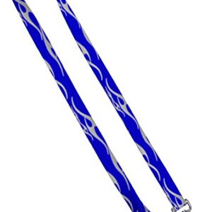 Flame Print Dog Leash - Hot Rod Flame Print Dog Leash Waterproof With Easy Grip Loop – 1 Inch x 4 Feet, Blue/Silver