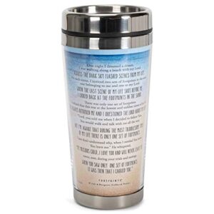 dicksons footprints in the sand poem 16 oz. stainless steel insulated travel mug with lid
