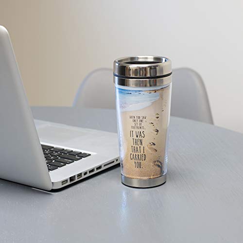 Dicksons Footprints in the Sand Poem 16 Oz. Stainless Steel Insulated Travel Mug with Lid