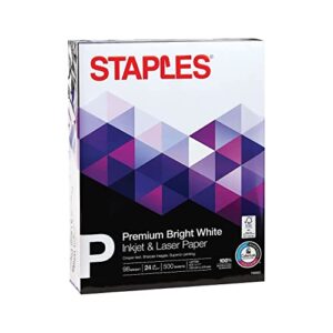 staples 733332 premium 8.5-inch x 11-inch multipurpose paper 24 lbs. 98 bright 500/ream