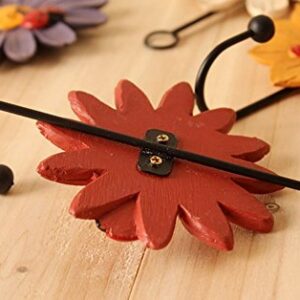 Creative Daisy Resin Wall Hooks Wall Mounted Art Flower Iron Hook Hand-Painted Hanging Coat / Hat /Key/ Towel Hooks Home Decoration(Set of 4)