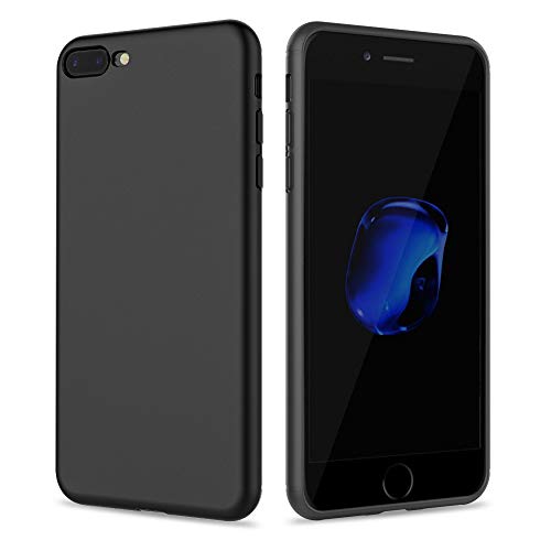 EasyAcc Slim Case for iPhone 8 Plus/iPhone 7 Plus, [Support Wireless Charging] Black TPU Phone Case Matte Finish Profile Phone Cover Compatible with iPhone 8 Plus/iPhone 7 Plus