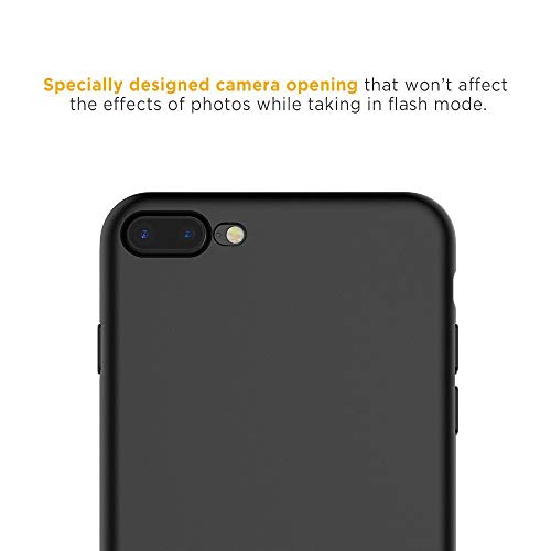 EasyAcc Slim Case for iPhone 8 Plus/iPhone 7 Plus, [Support Wireless Charging] Black TPU Phone Case Matte Finish Profile Phone Cover Compatible with iPhone 8 Plus/iPhone 7 Plus