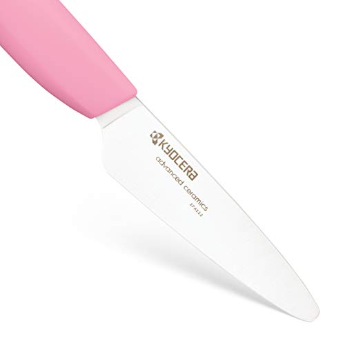 Kyocera Revolution Series 3-inch Ceramic Paring Knife, Pink Handle, White Blade