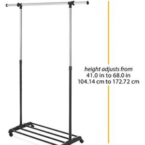 Whitmor Deluxe Adjustable Garment Rack - Rolling Clothes Organizer - Black and Chrome