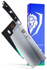 dalstrong meat cleaver knife - 7 inch - gladiator series - heavy duty - razor sharp - forged high carbon german steel kitchen knife - black g10 handle - butcher, bone - sheath included - nsf certified