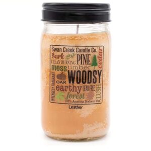 swan creek candle - leather 24 oz jar