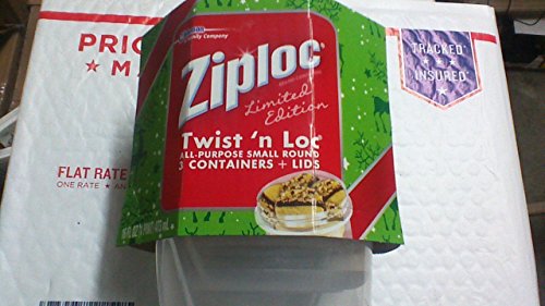 Ziploc 3 Twist 'n Loc All Purpose Small Round,2 Cup Containers & Lids Ed