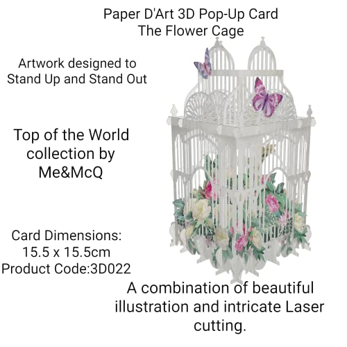 Paper d'Art Flower Cage 3D Pop Up Greeting Card