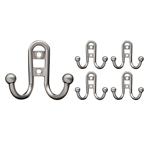 Franklin Brass B46115M-SN-C Double Robe Hook with Ball End (5 Pack), Satin Nickel