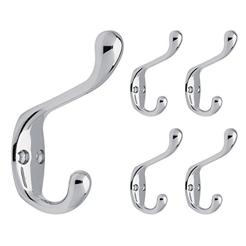 Franklin Brass B42302M-PC-C Heavy Coat and Hat Hook, 5-Pack, Polished Chrome