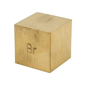 Density Cube, Brass (Br) with Element Stamp - 0.8 Inch (20mm) Sides - for Density Investigation, Specific Gravity & Specific Heat Activities - Eisco Labs