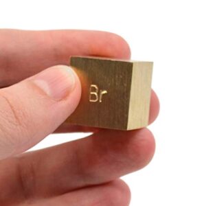 Density Cube, Brass (Br) with Element Stamp - 0.8 Inch (20mm) Sides - for Density Investigation, Specific Gravity & Specific Heat Activities - Eisco Labs