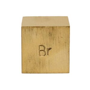 Density Cube, Brass (Br) with Element Stamp - 0.8 Inch (20mm) Sides - for Density Investigation, Specific Gravity & Specific Heat Activities - Eisco Labs