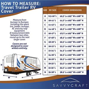 SavvyCraft Premium Travel Trailer RV Cover, Waterproof Tear-Resistant Windproof Camper Cover with Access Panels Fits 20'-22'