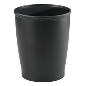 mdesign small plastic bathroom garbage can - 1.6 gallon trash can wastebasket for bathroom - garbage basket/waste bin - garbage can for bathroom, rest room - hyde collection - black