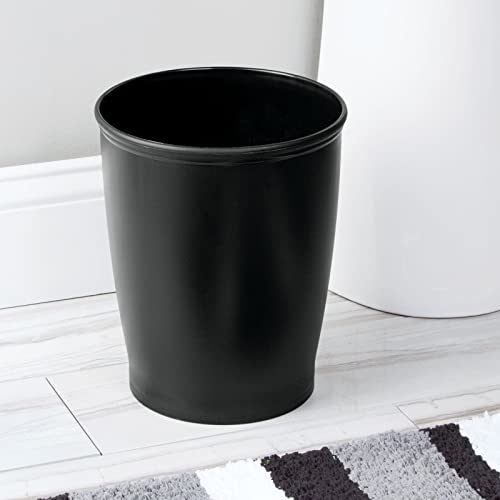 mDesign Small Plastic Bathroom Garbage Can - 1.6 Gallon Trash Can Wastebasket for Bathroom - Garbage Basket/Waste Bin - Garbage Can for Bathroom, Rest Room - Hyde Collection - Black