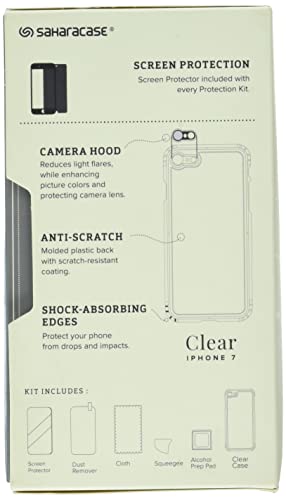 iPhone 8 Plus & 7 Plus Case, SaharaCase Clear Protective Kit Bundled with [ZeroDamage Tempered Glass Screen Protector] Rugged Slim Fit Shockproof Bumper [Hard PC Back] Protection - Clear