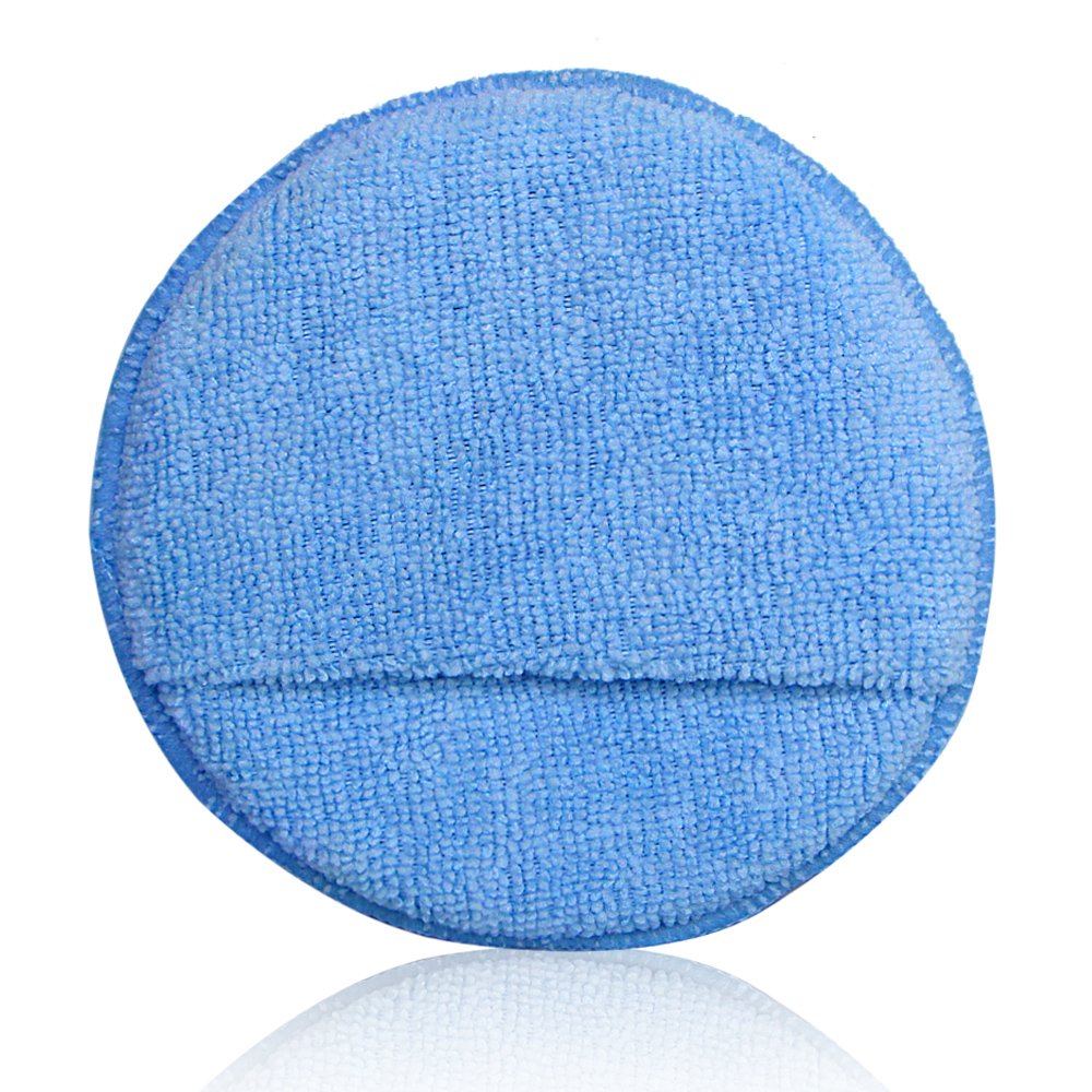 Microfiber Wax Applicator, AutoCare Ultra-Soft Microfiber Wax Applicator Pads with Finger Pocket Wax Applicator for Cars Wax Applicator Foam Sponge (Blue, 5" Diameter, Pack of 10)